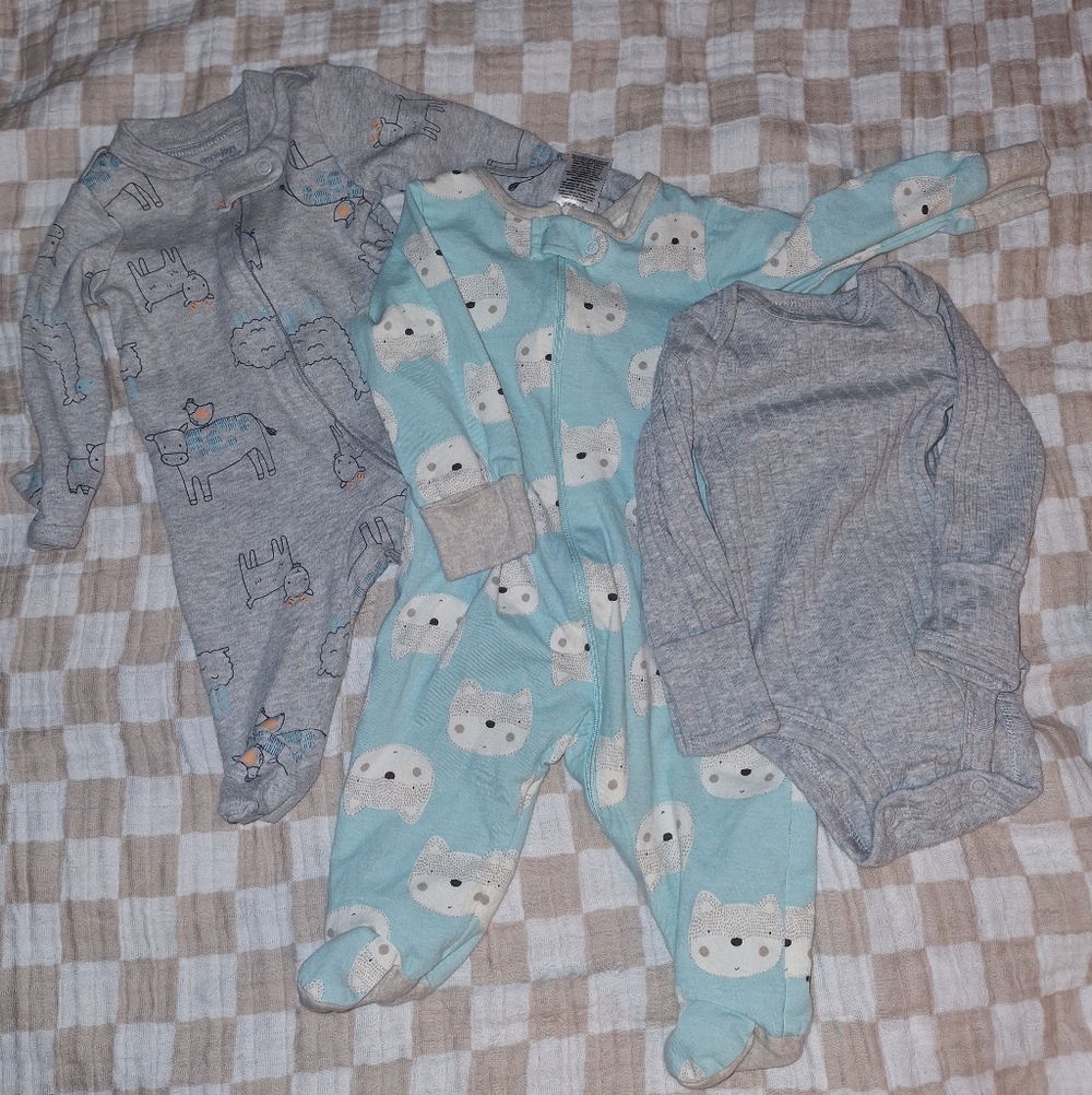 Carter's Blue and Gray Animal Print One Pieces Bundle Set